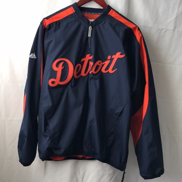 Majestic Other - Detroit Tigers Majestic Blue Pullover Wind Jacket